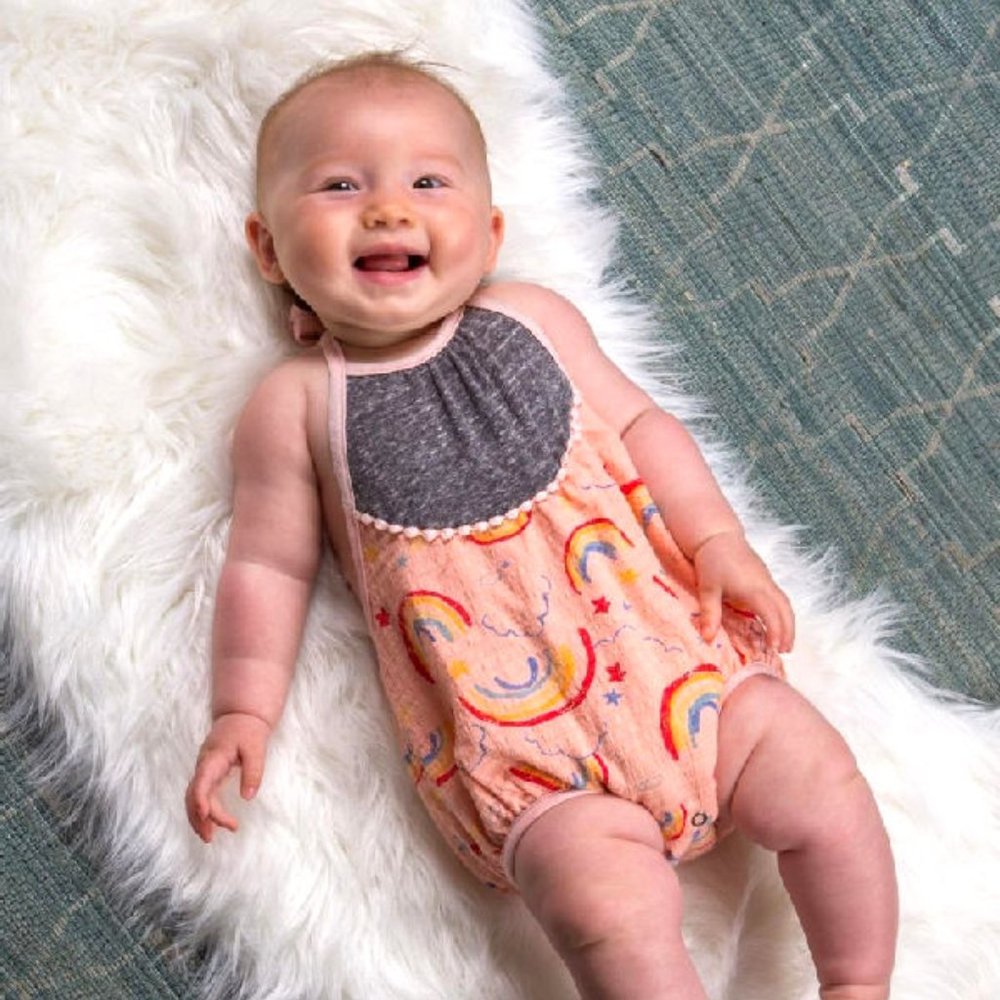 Miki Miette 1pc Infant Newborn Girl Rainbow 1pc Bubble Outfit 3m 100% cotton NWT